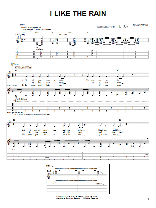 Download Joe Satriani I Like The Rain Sheet Music and learn how to play Guitar Tab PDF digital score in minutes