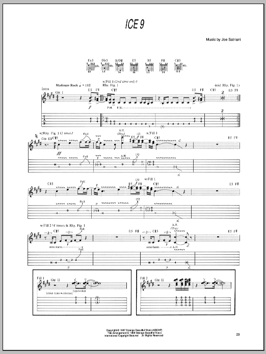Download Joe Satriani Ice 9 Sheet Music and learn how to play Guitar Tab PDF digital score in minutes