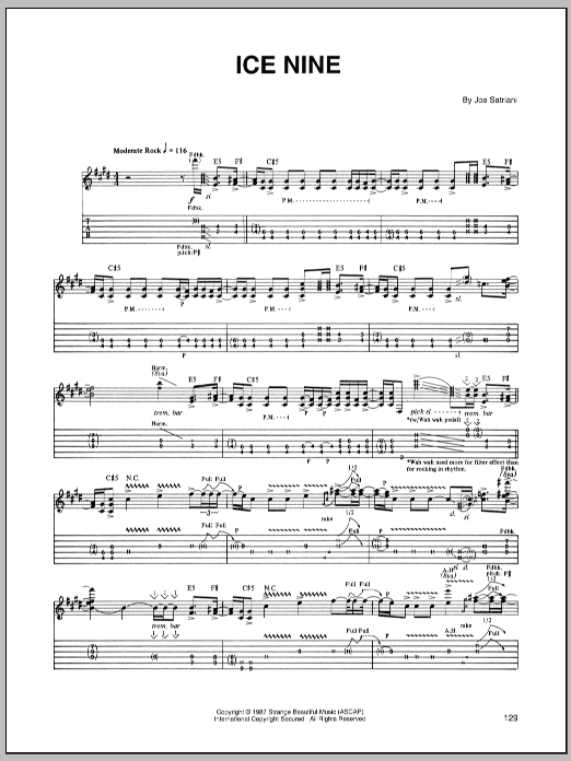 Download Joe Satriani Ice Nine Sheet Music and learn how to play Guitar Tab PDF digital score in minutes