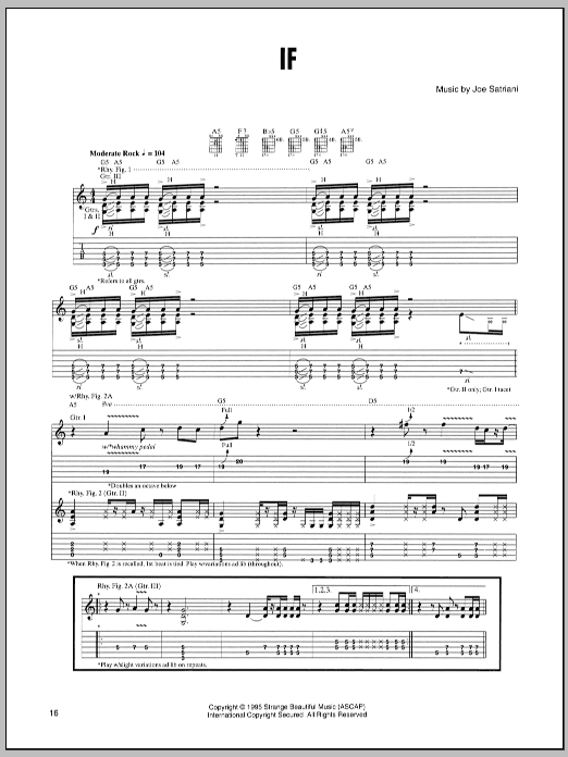 Download Joe Satriani If Sheet Music and learn how to play Guitar Tab PDF digital score in minutes