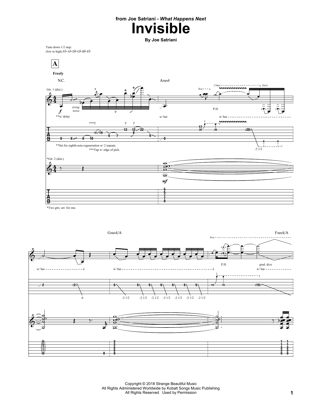 Download Joe Satriani Invisible Sheet Music and learn how to play Guitar Tab PDF digital score in minutes