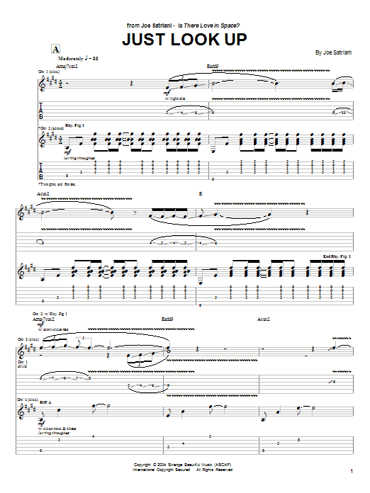 Download Joe Satriani Just Look Up Sheet Music and learn how to play Guitar Tab PDF digital score in minutes