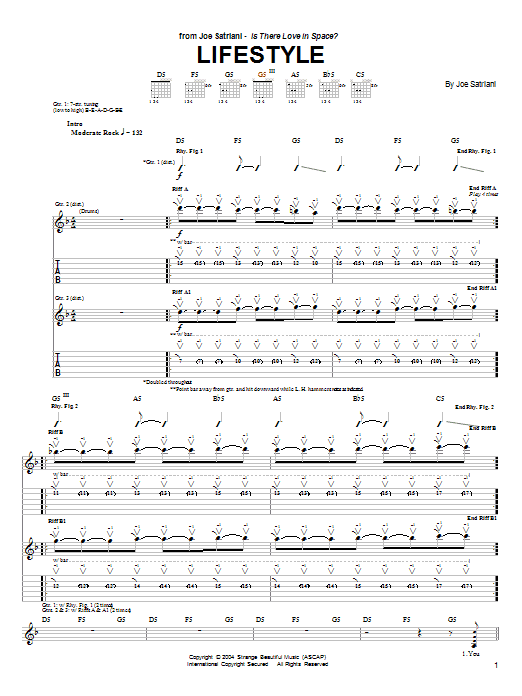 Download Joe Satriani Lifestyle Sheet Music and learn how to play Guitar Tab PDF digital score in minutes