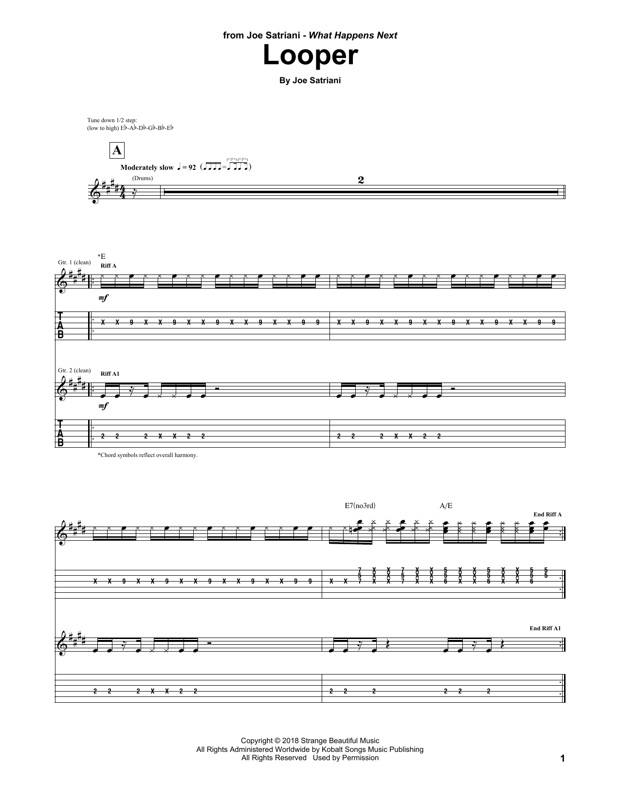 Download Joe Satriani Looper Sheet Music and learn how to play Guitar Tab PDF digital score in minutes