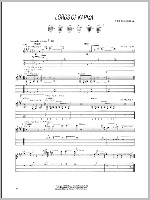 Download Joe Satriani Lords Of Karma Sheet Music and learn how to play Guitar Tab PDF digital score in minutes