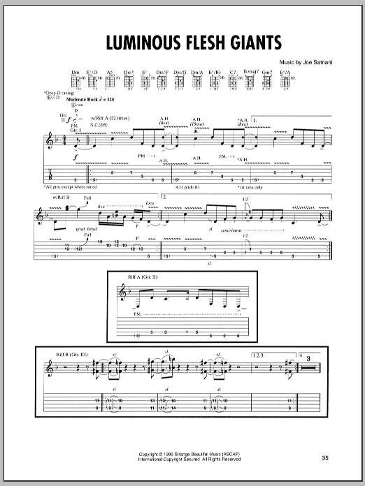 Download Joe Satriani Luminous Flesh Giants Sheet Music and learn how to play Guitar Tab PDF digital score in minutes