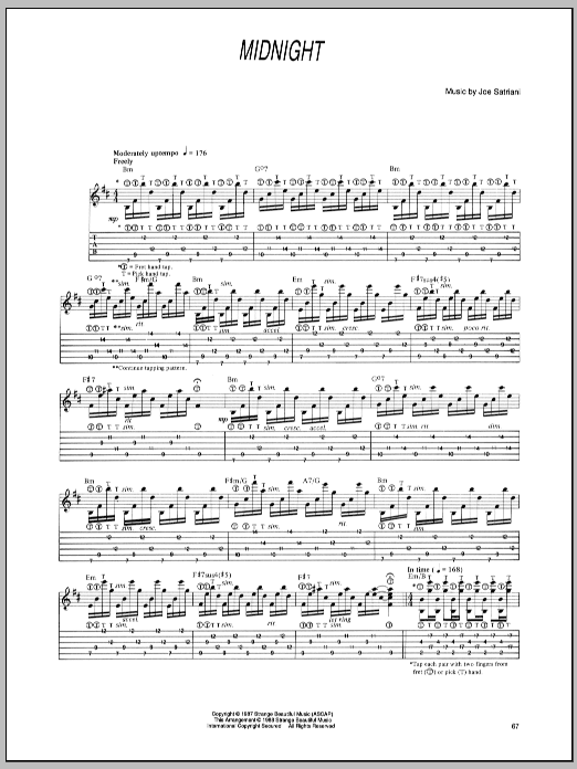 Download Joe Satriani Midnight Sheet Music and learn how to play Guitar Tab PDF digital score in minutes