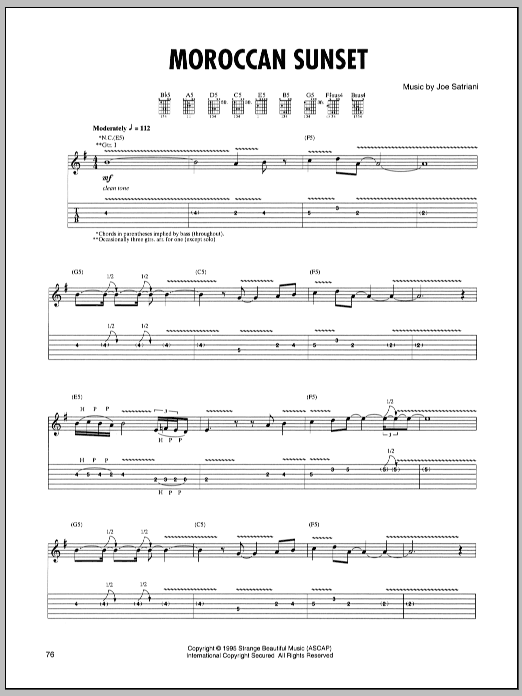 Download Joe Satriani Moroccan Sunset Sheet Music and learn how to play Guitar Tab PDF digital score in minutes