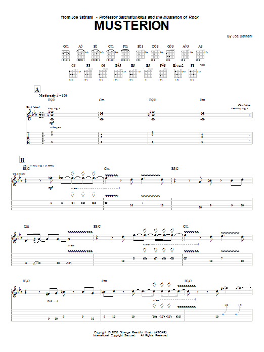 Download Joe Satriani Musterion Sheet Music and learn how to play Guitar Tab PDF digital score in minutes