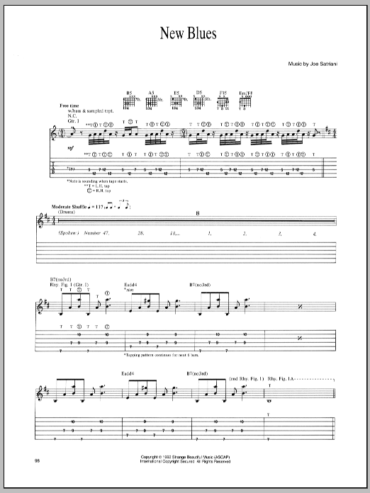 Download Joe Satriani New Blues Sheet Music and learn how to play Guitar Tab PDF digital score in minutes