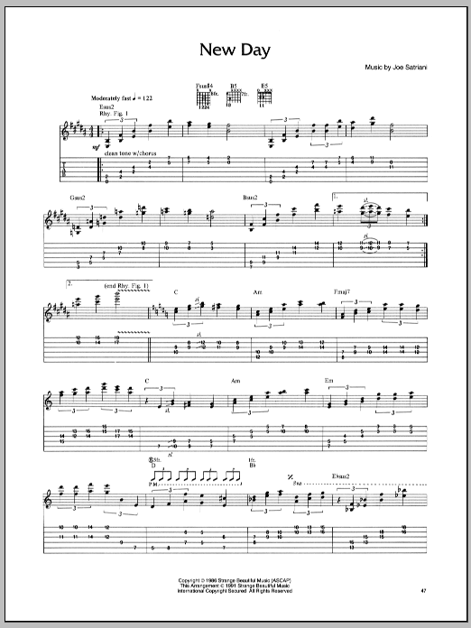 Download Joe Satriani New Day Sheet Music and learn how to play Guitar Tab PDF digital score in minutes