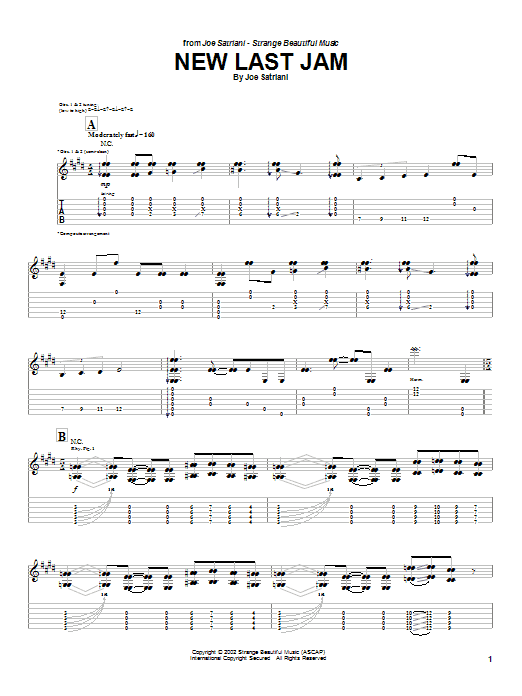 Download Joe Satriani New Last Jam Sheet Music and learn how to play Guitar Tab PDF digital score in minutes