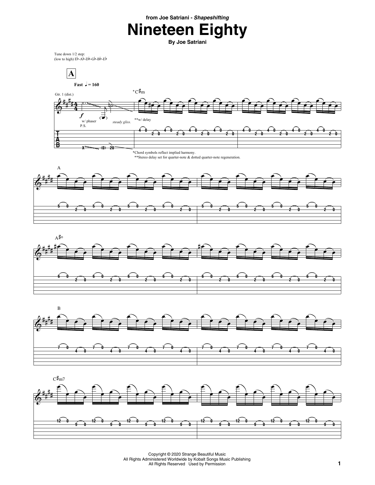 Download Joe Satriani Nineteen Eighty Sheet Music and learn how to play Guitar Tab PDF digital score in minutes