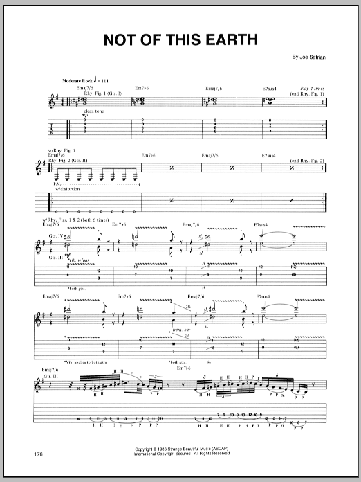 Download Joe Satriani Not Of This Earth Sheet Music and learn how to play Guitar Tab PDF digital score in minutes