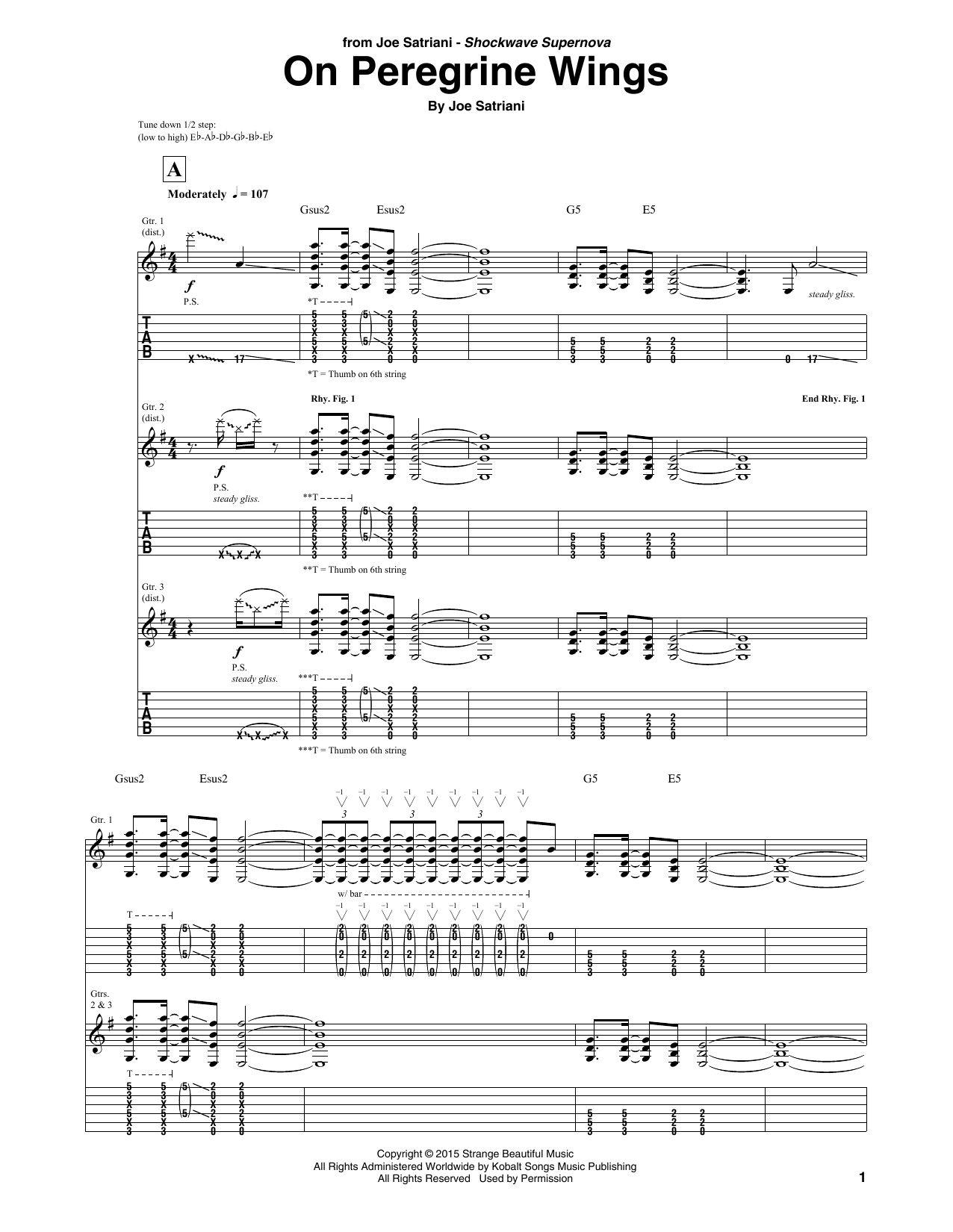 Download Joe Satriani On Peregrine Wings Sheet Music and learn how to play Guitar Tab PDF digital score in minutes