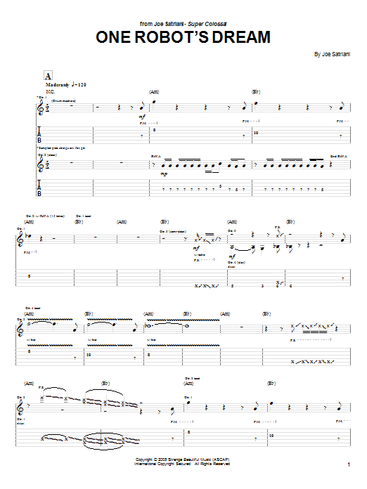Download Joe Satriani One Robot's Dream Sheet Music and learn how to play Guitar Tab PDF digital score in minutes