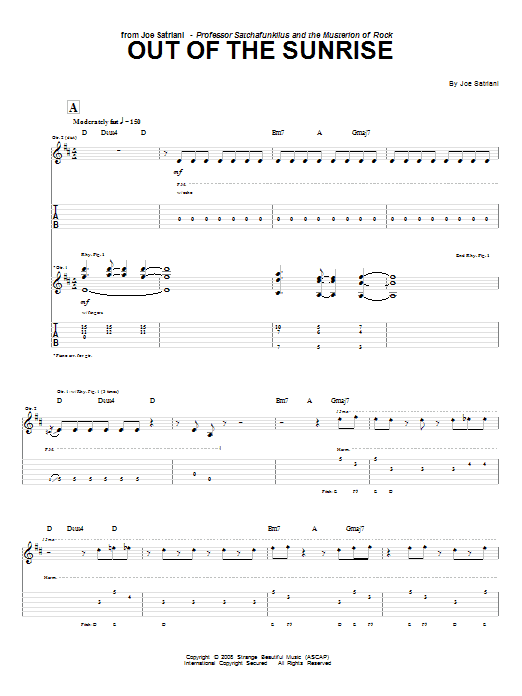 Download Joe Satriani Out Of The Sunrise Sheet Music and learn how to play Guitar Tab PDF digital score in minutes