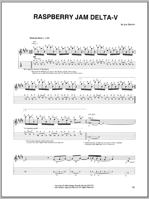 Download Joe Satriani Raspberry Jam Delta-V Sheet Music and learn how to play Guitar Tab PDF digital score in minutes