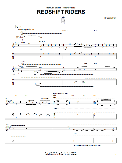 Download Joe Satriani Redshift Riders Sheet Music and learn how to play Guitar Tab PDF digital score in minutes