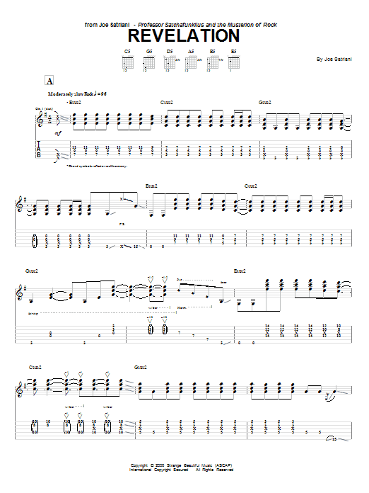 Download Joe Satriani Revelation Sheet Music and learn how to play Guitar Tab PDF digital score in minutes
