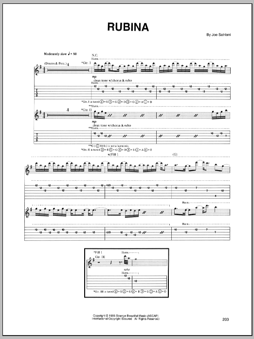 Download Joe Satriani Rubina Sheet Music and learn how to play Guitar Tab PDF digital score in minutes