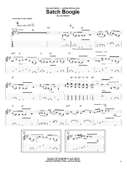 Download Joe Satriani Satch Boogie Sheet Music and learn how to play Guitar Tab PDF digital score in minutes