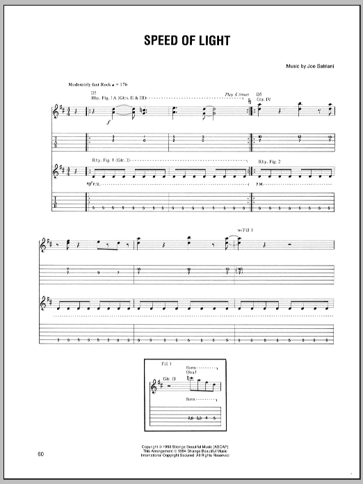 Download Joe Satriani Speed Of Light Sheet Music and learn how to play Guitar Tab PDF digital score in minutes