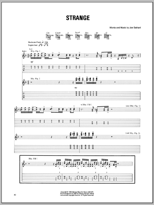 Download Joe Satriani Strange Sheet Music and learn how to play Guitar Tab PDF digital score in minutes