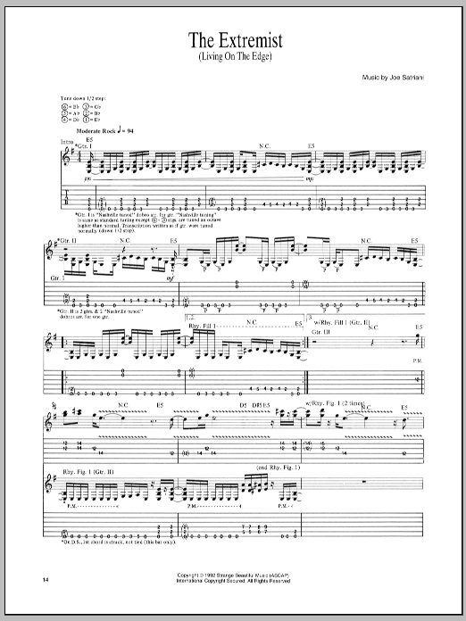 Download Joe Satriani The Extremist Sheet Music and learn how to play Guitar Tab PDF digital score in minutes