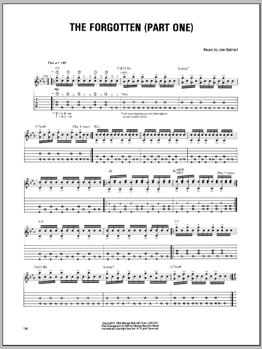Download Joe Satriani The Forgotten (Part One) Sheet Music and learn how to play Guitar Tab PDF digital score in minutes