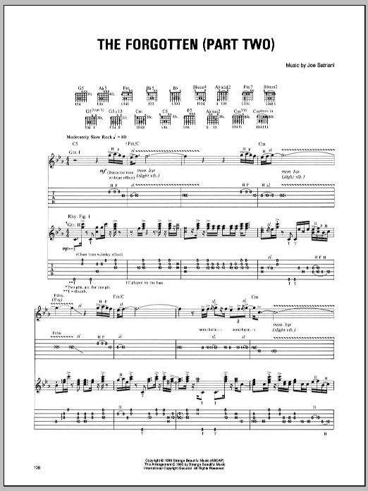 Download Joe Satriani The Forgotten (Part Two) Sheet Music and learn how to play Guitar Tab PDF digital score in minutes