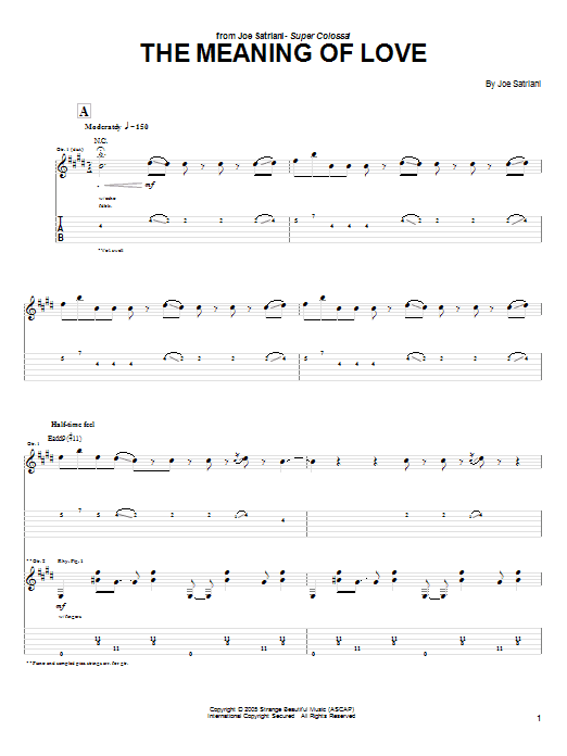Download Joe Satriani The Meaning Of Love Sheet Music and learn how to play Guitar Tab PDF digital score in minutes