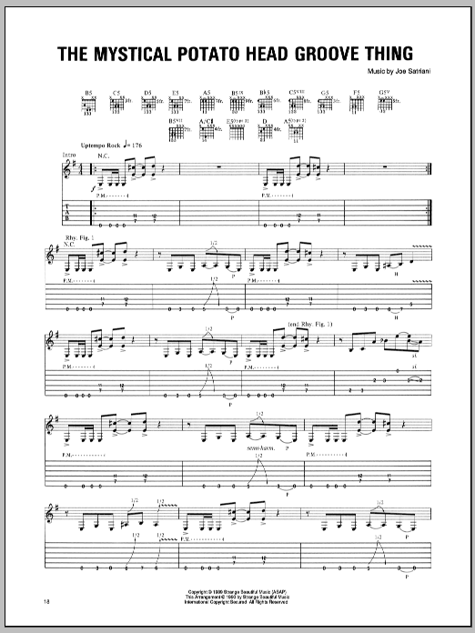 Download Joe Satriani The Mystical Potato Head Groove Thing Sheet Music and learn how to play Guitar Tab PDF digital score in minutes