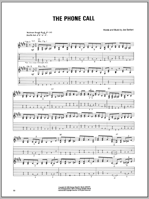 Download Joe Satriani The Phone Call Sheet Music and learn how to play Guitar Tab PDF digital score in minutes