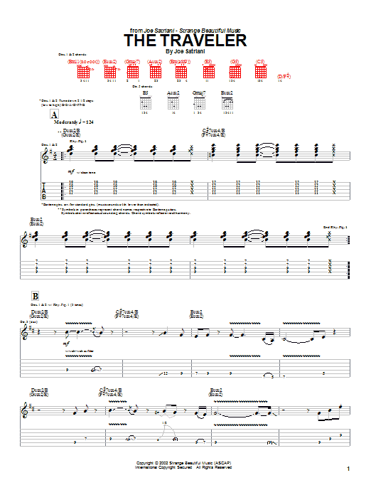 Download Joe Satriani The Traveler Sheet Music and learn how to play Guitar Tab PDF digital score in minutes