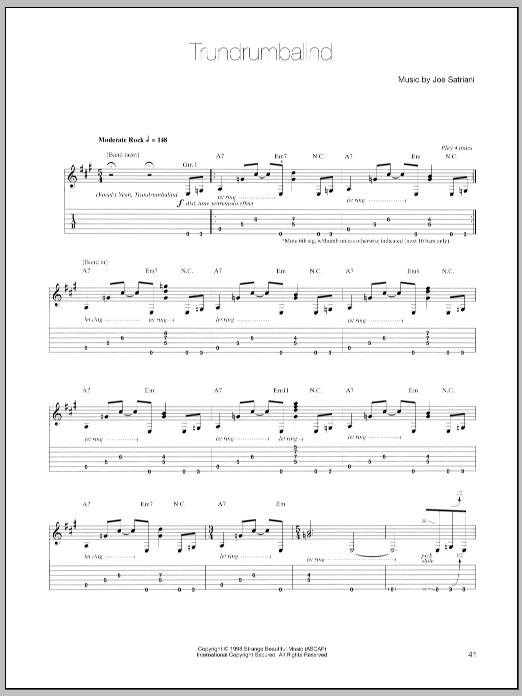 Download Joe Satriani Trundrumbalind Sheet Music and learn how to play Guitar Tab PDF digital score in minutes