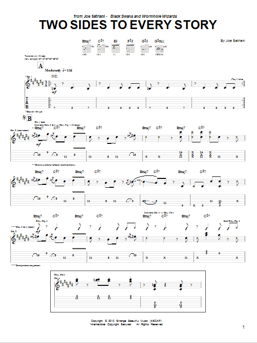 Download Joe Satriani Two Sides To Every Story Sheet Music and learn how to play Guitar Tab PDF digital score in minutes