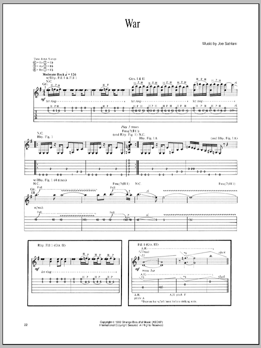 Download Joe Satriani War Sheet Music and learn how to play Guitar Tab PDF digital score in minutes