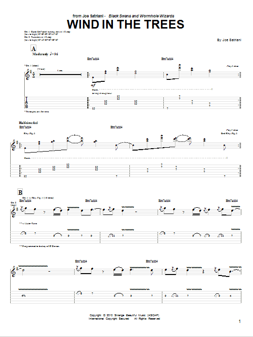 Download Joe Satriani Wind In The Trees Sheet Music and learn how to play Guitar Tab PDF digital score in minutes