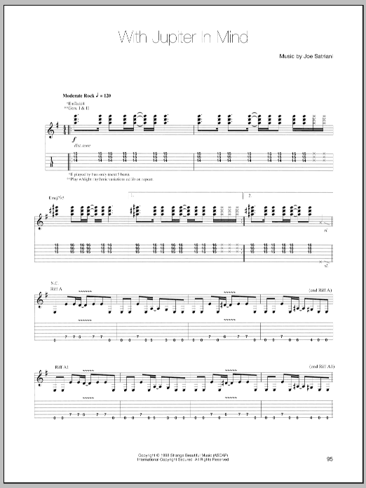 Download Joe Satriani With Jupiter In Mind Sheet Music and learn how to play Guitar Tab PDF digital score in minutes