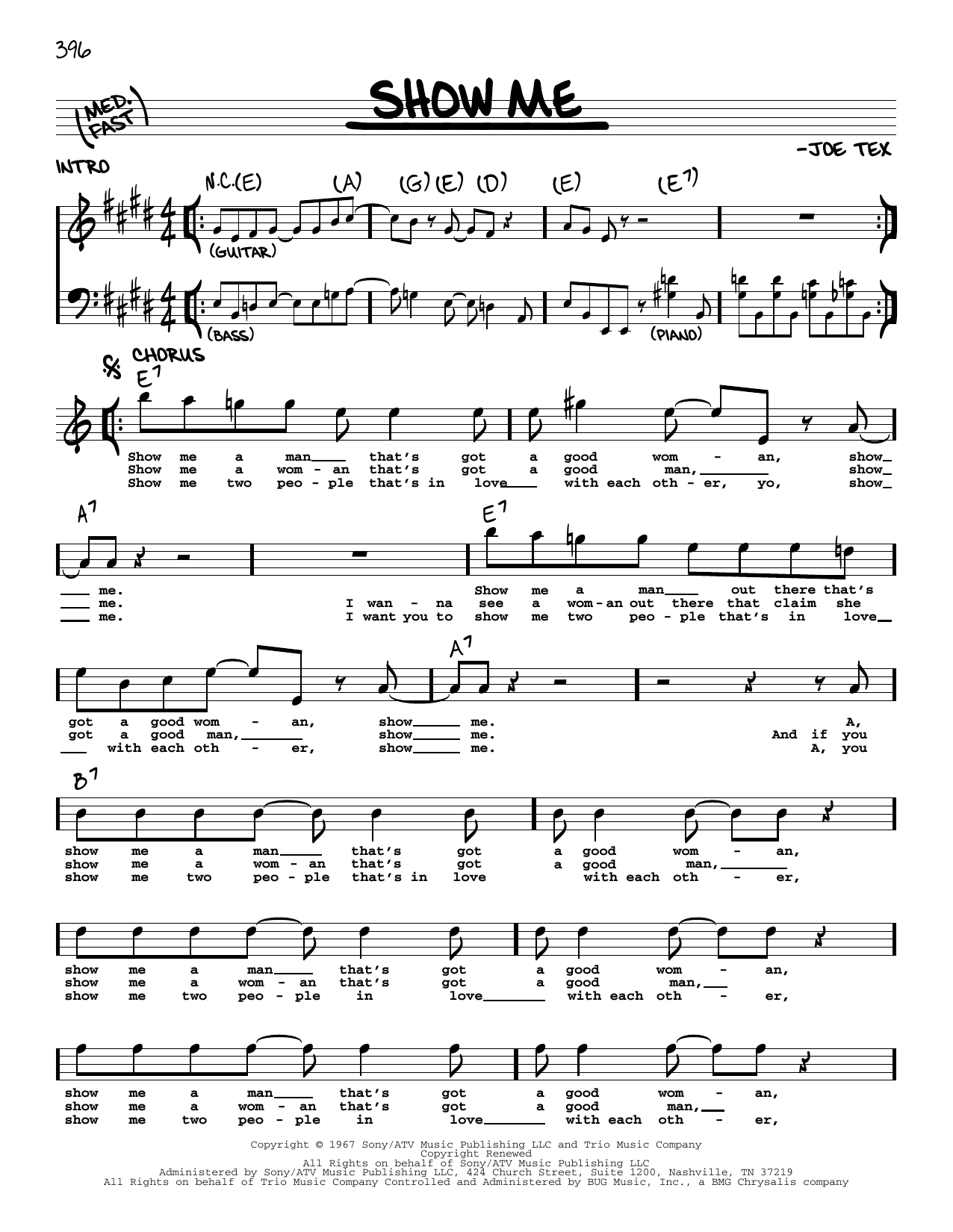 Download Joe Tex Show Me Sheet Music and learn how to play Real Book – Melody & Chords PDF digital score in minutes