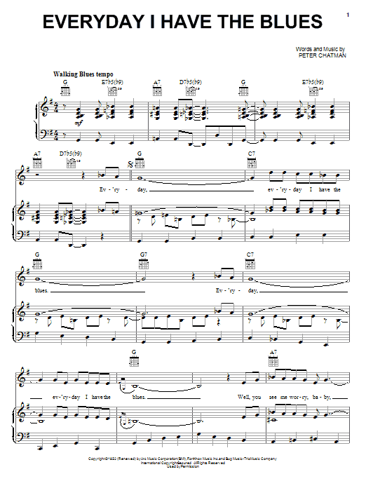 Download Joe Williams Everyday I Have The Blues Sheet Music and learn how to play Piano, Vocal & Guitar (Right-Hand Melody) PDF digital score in minutes