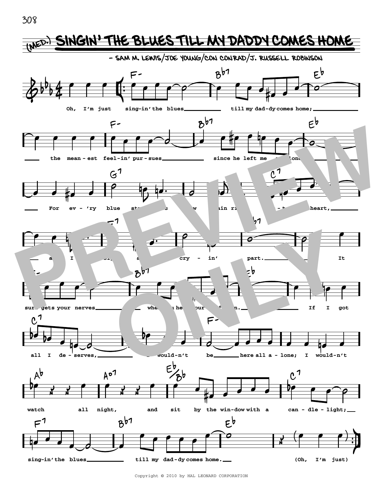 Download Joe Young Singin' The Blues Till My Daddy Comes Home (arr. Robert Rawlins) Sheet Music and learn how to play Real Book – Melody, Lyrics & Chords PDF digital score in minutes