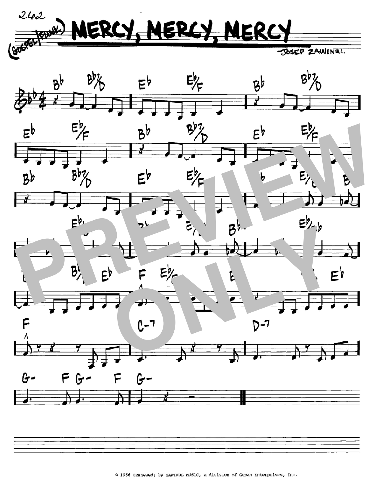 Download Josef Zawinul Mercy, Mercy, Mercy Sheet Music and learn how to play Real Book – Melody & Chords – C Instruments PDF digital score in minutes