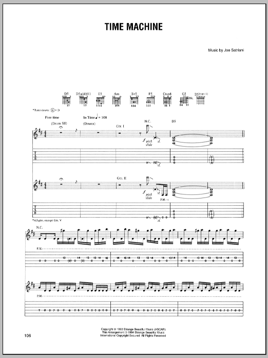 Joe Satriani Time Machine Sheet Music Notes Chords Guitar Tab Download Pop Pdf
