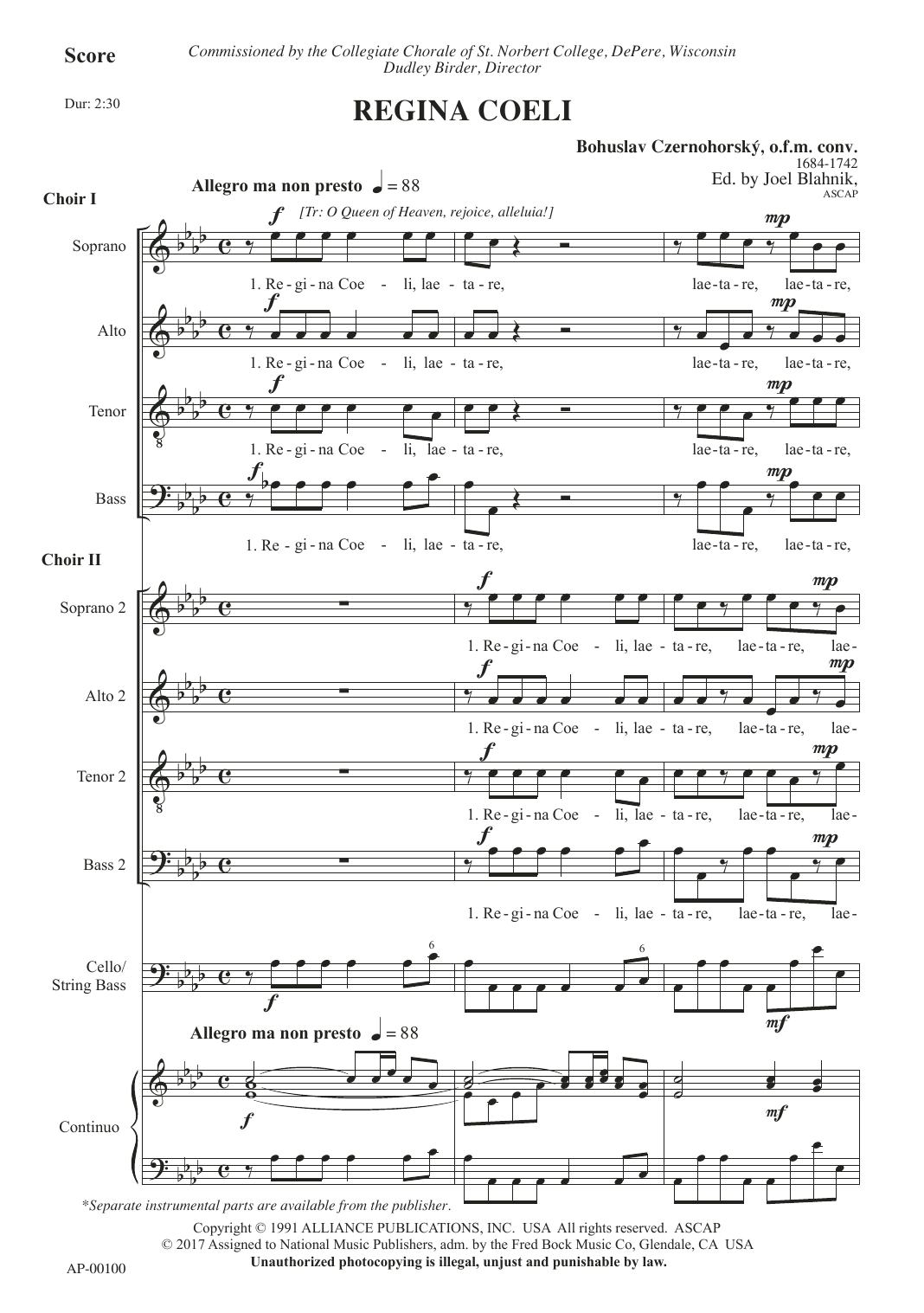 Download Joel Blahnik Regina Coeli Sheet Music and learn how to play SATB Choir PDF digital score in minutes