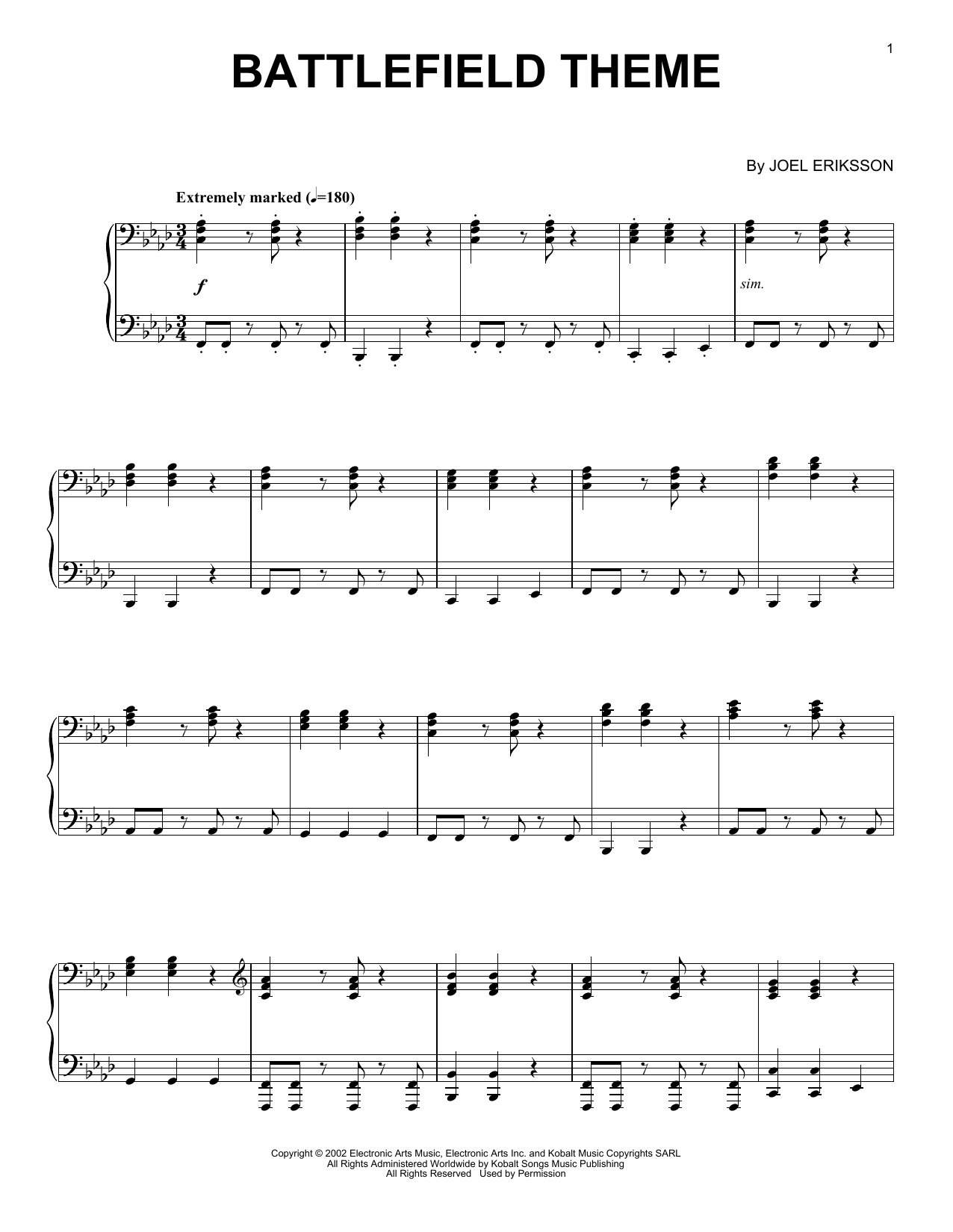 Download Joel Eriksson Battlefield Theme Sheet Music and learn how to play Piano Solo PDF digital score in minutes