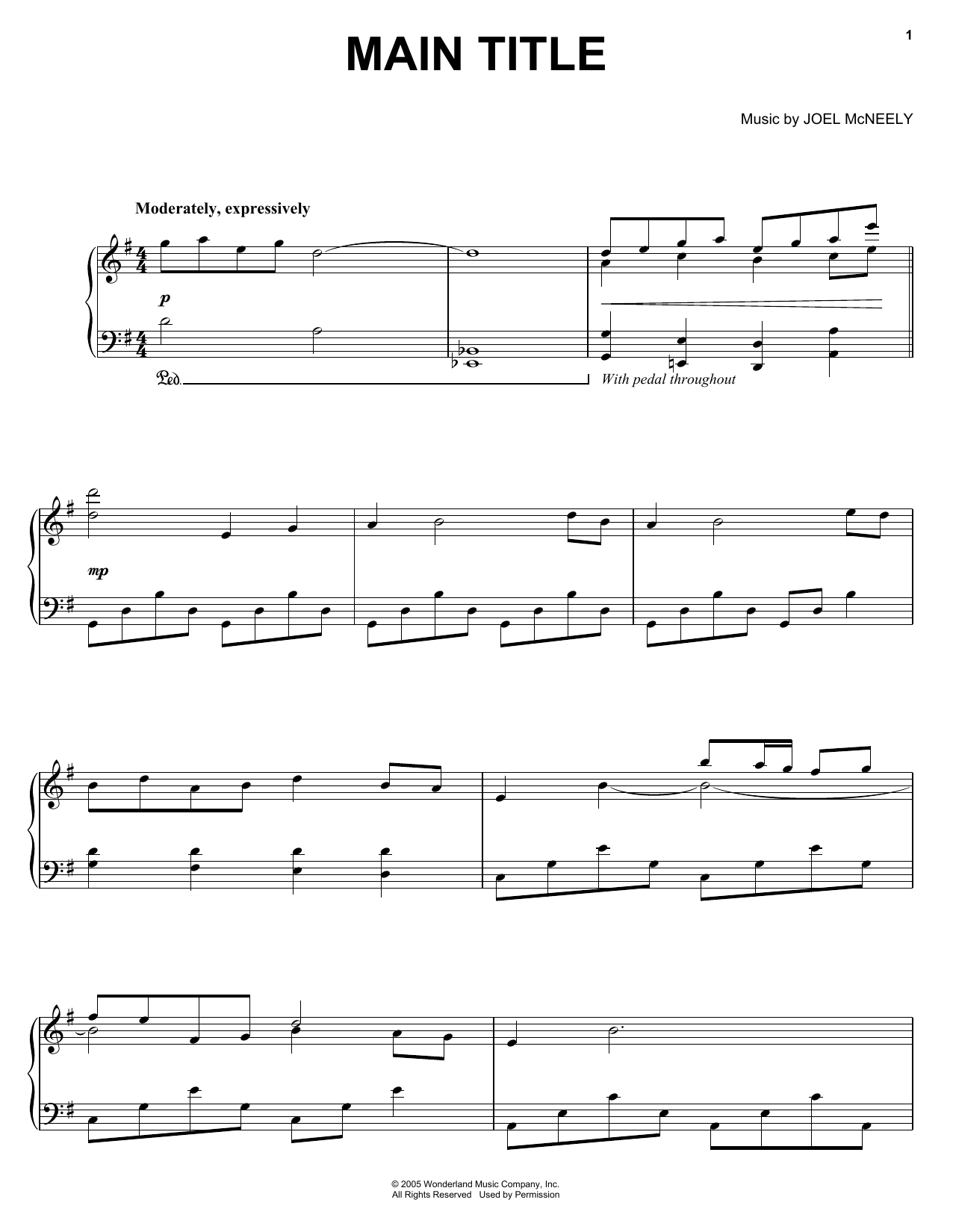 Download Joel McNeely Main Title Sheet Music and learn how to play Piano, Vocal & Guitar (Right-Hand Melody) PDF digital score in minutes