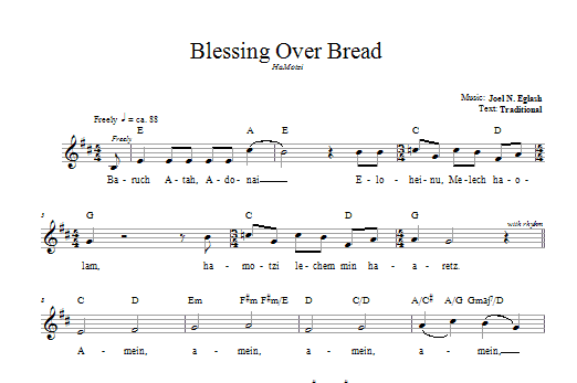 Download Joel N. Eglash Blessing Over Bread (HaMotzi) Sheet Music and learn how to play Melody Line, Lyrics & Chords PDF digital score in minutes
