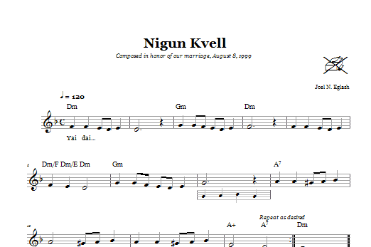 Download Joel N. Eglash Nigun Kvell (Wordless Melody) Sheet Music and learn how to play Melody Line, Lyrics & Chords PDF digital score in minutes